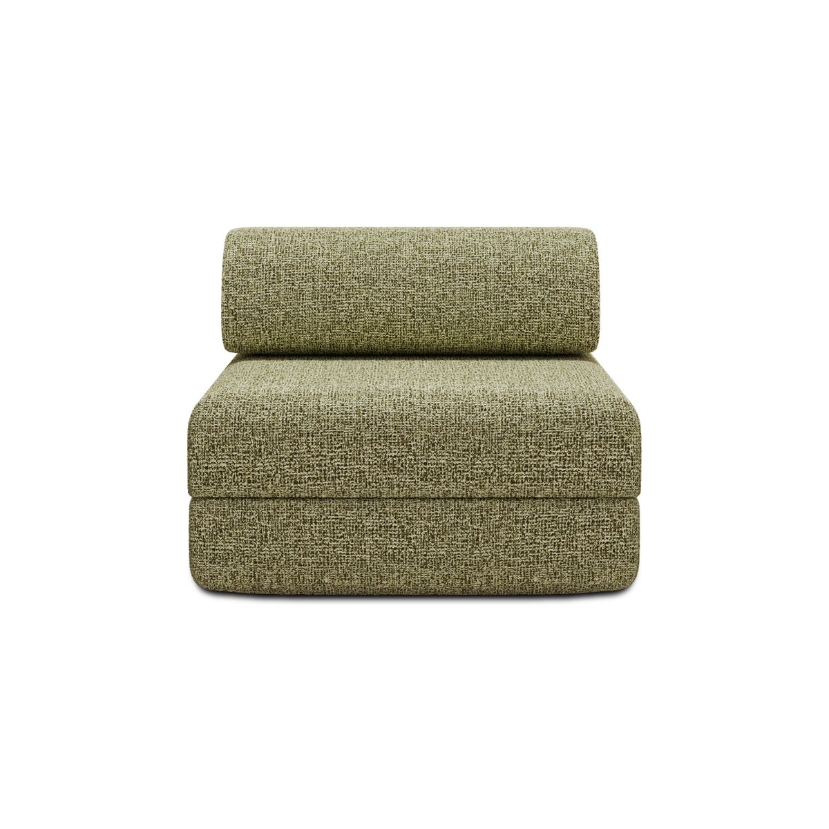 2-Seater Modular Sofa - Striped Outdoor Fabric - White and Anise Green