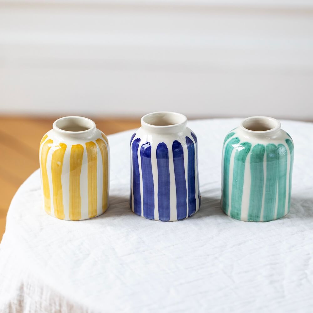 Florero Individual De Rayas Azules