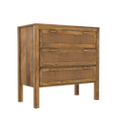 Tiki - Commode En Bois De Manguier Et Cannage 3 Tiroirs