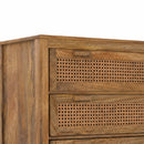 Tiki - Commode En Bois De Manguier Et Cannage 3 Tiroirs