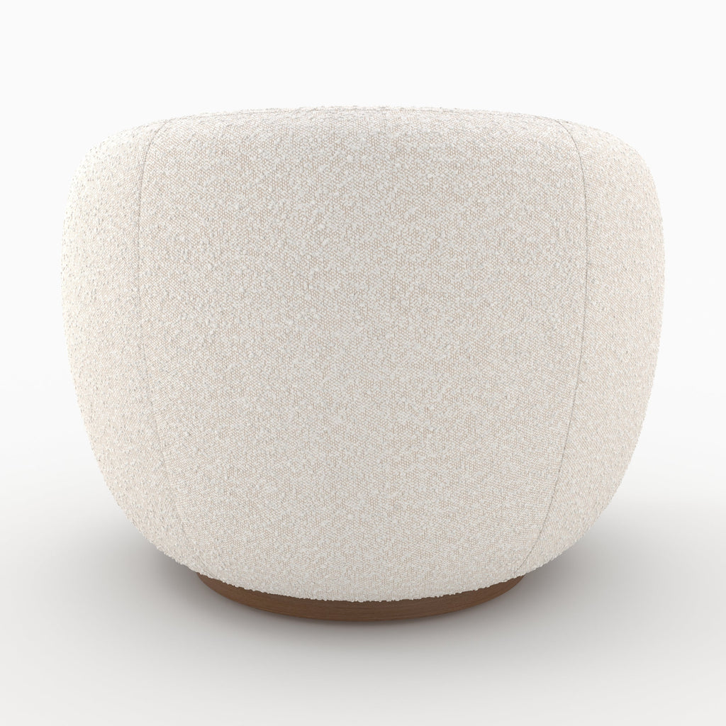 Naya - Swivel Armchair in White Bouclé Fabric