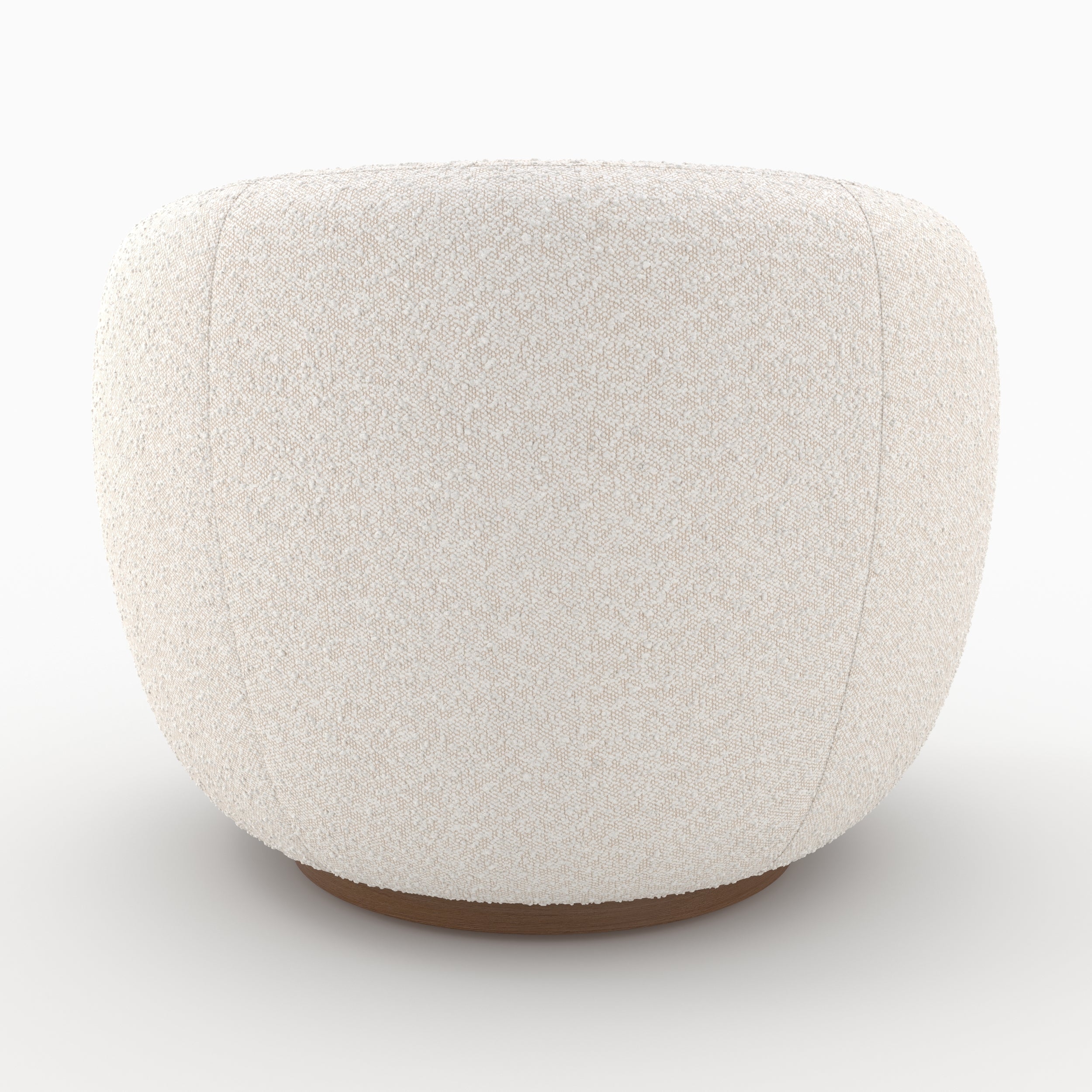 Naya - Swivel Armchair in White Bouclé Fabric