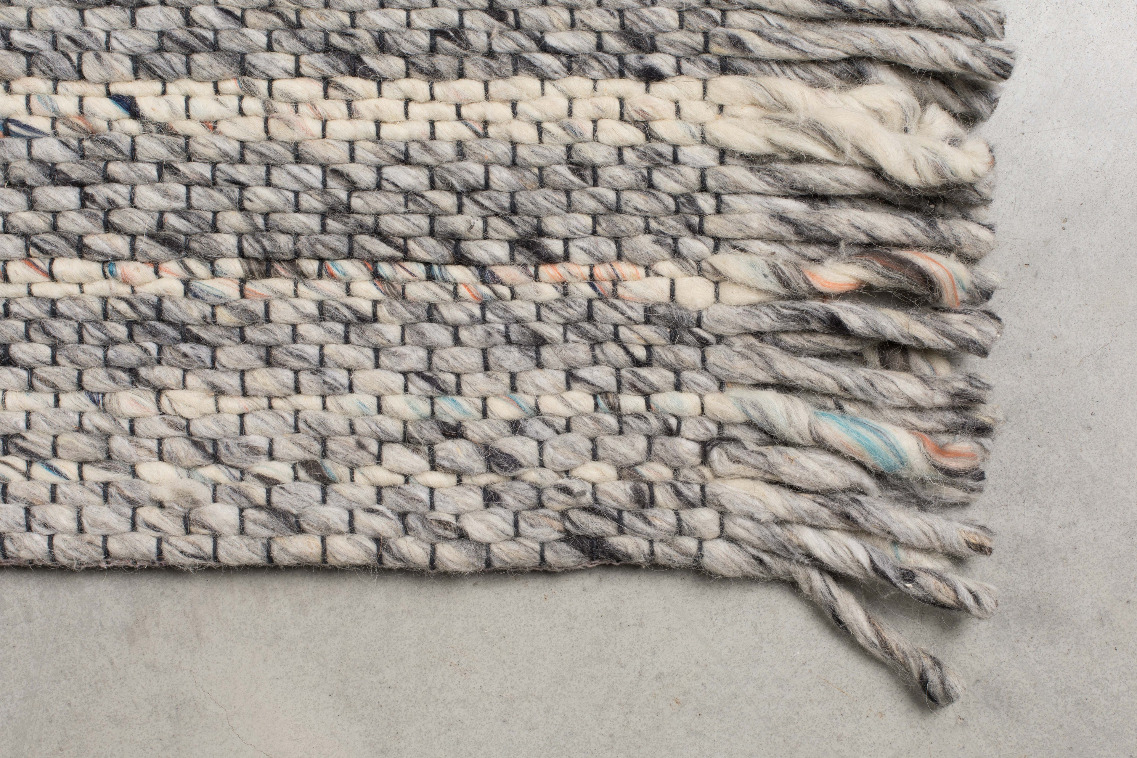 Frills - Rectangular Rug - Wool - Grey/Blue