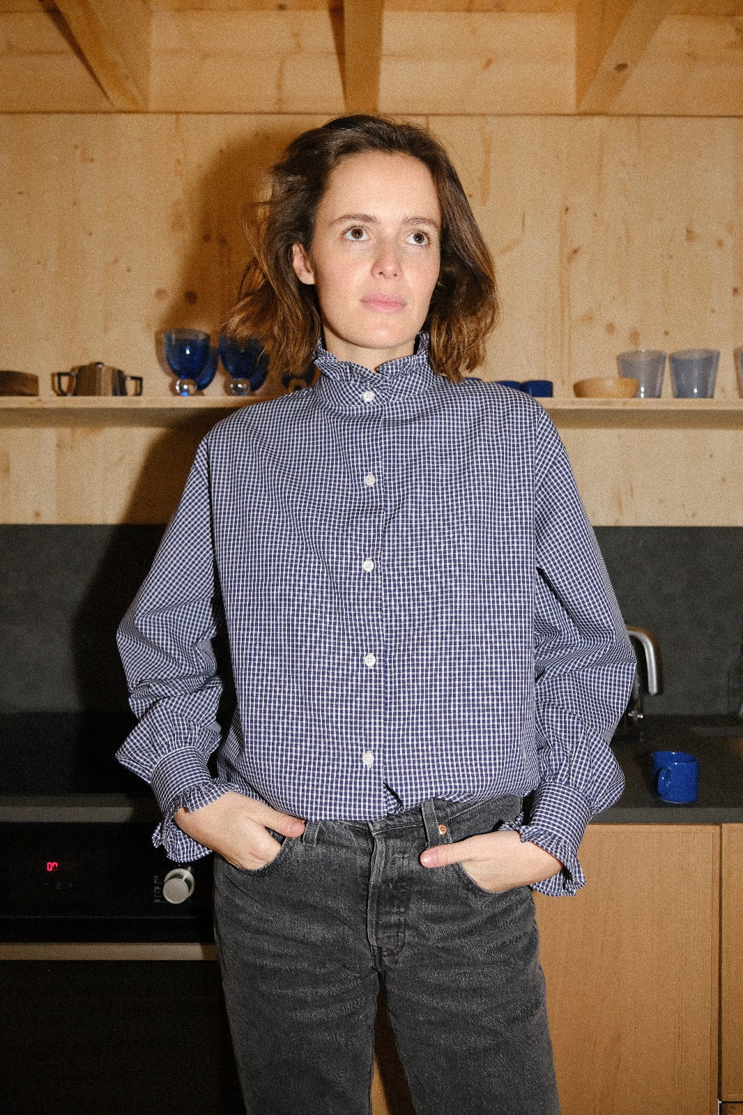 Garance Navy Gingham Blouse
