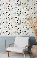 Rollo de Papel Pintado Daisy - Azul Dorado