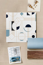Rollo de Papel Pintado Daisy - Azul Dorado