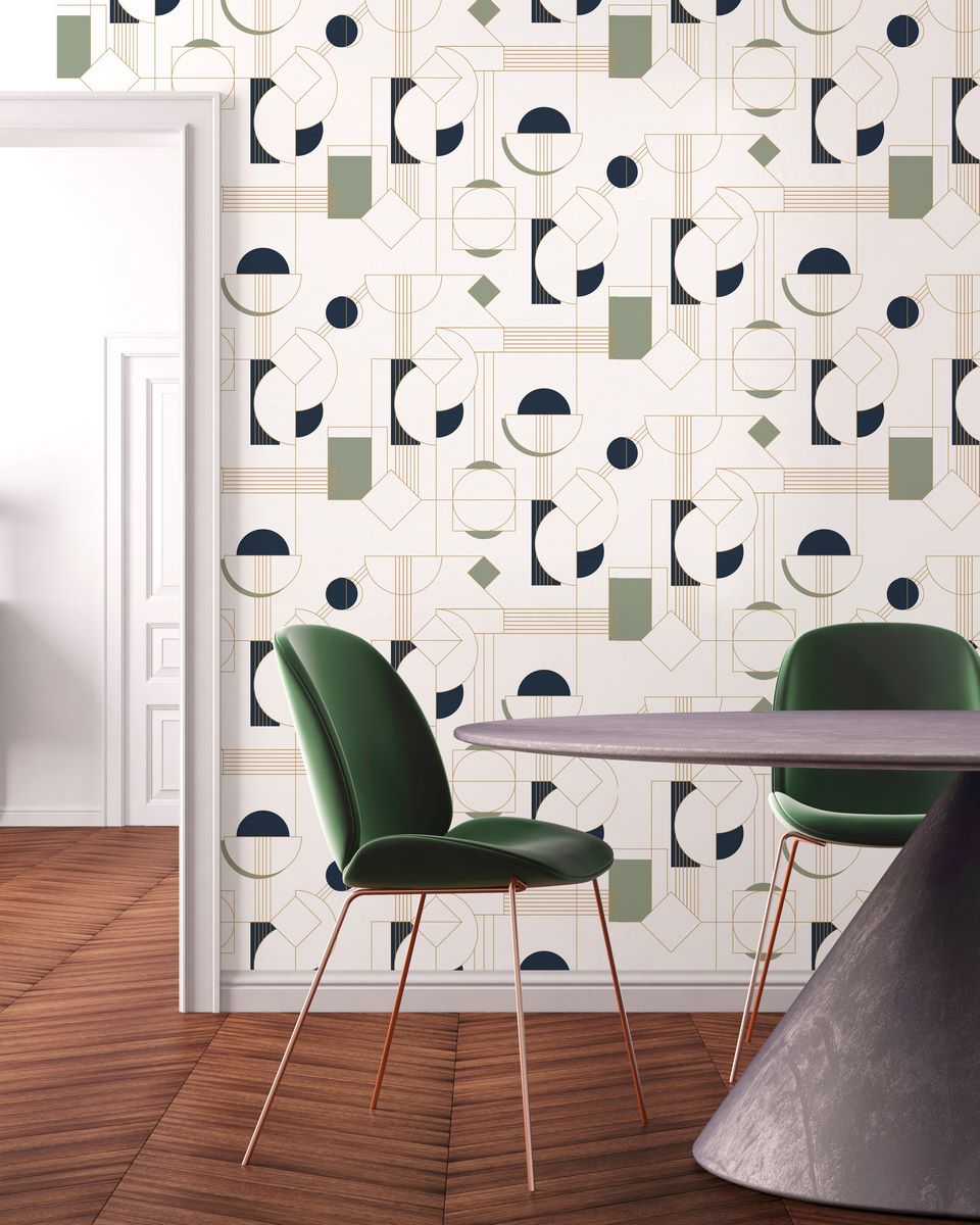 Rollo de papel pintado Daisy - Verde dorado