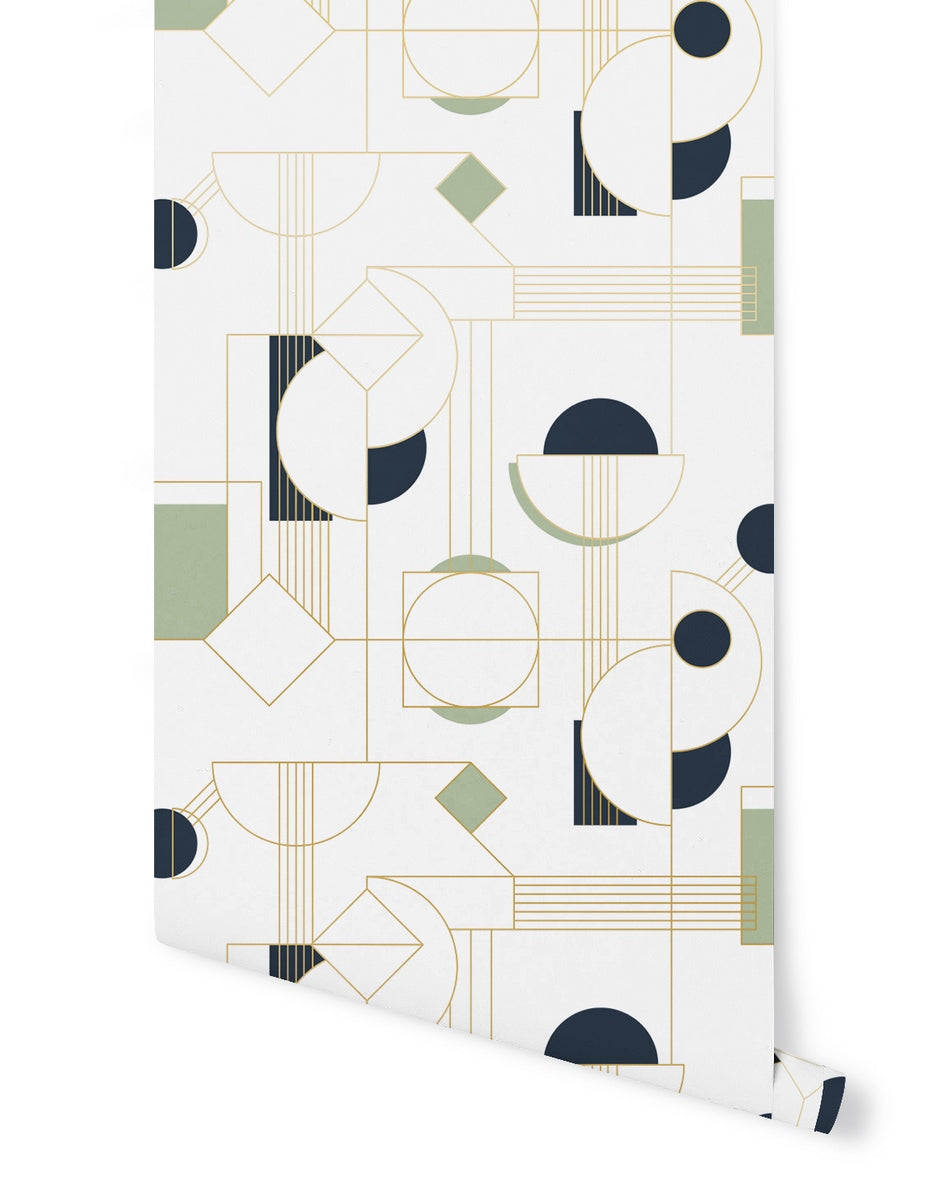 Rollo de papel pintado Daisy - Verde dorado