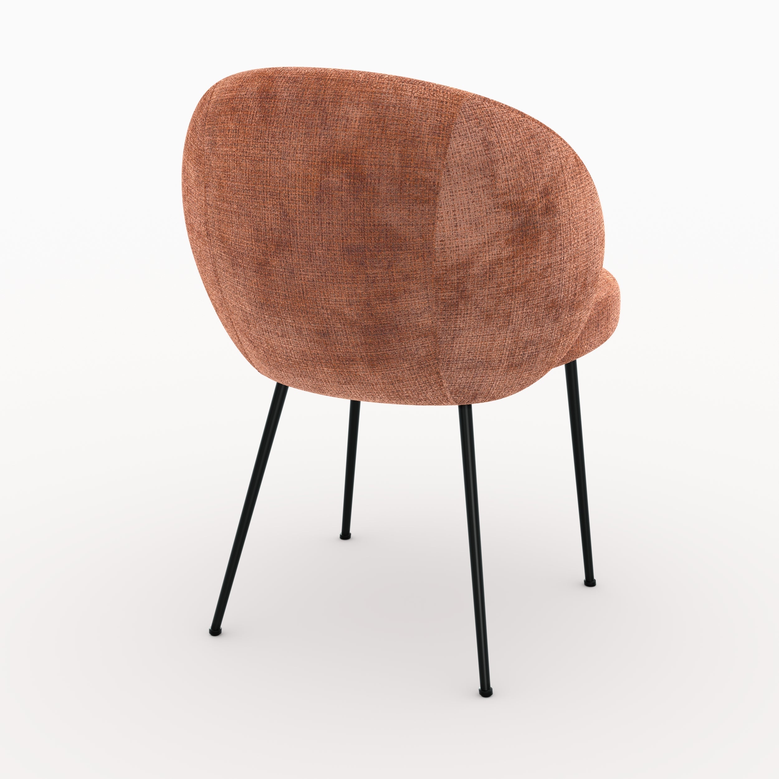 Bloomy - Chaise En Velours Chenillé Terracotta Et Métal Noir