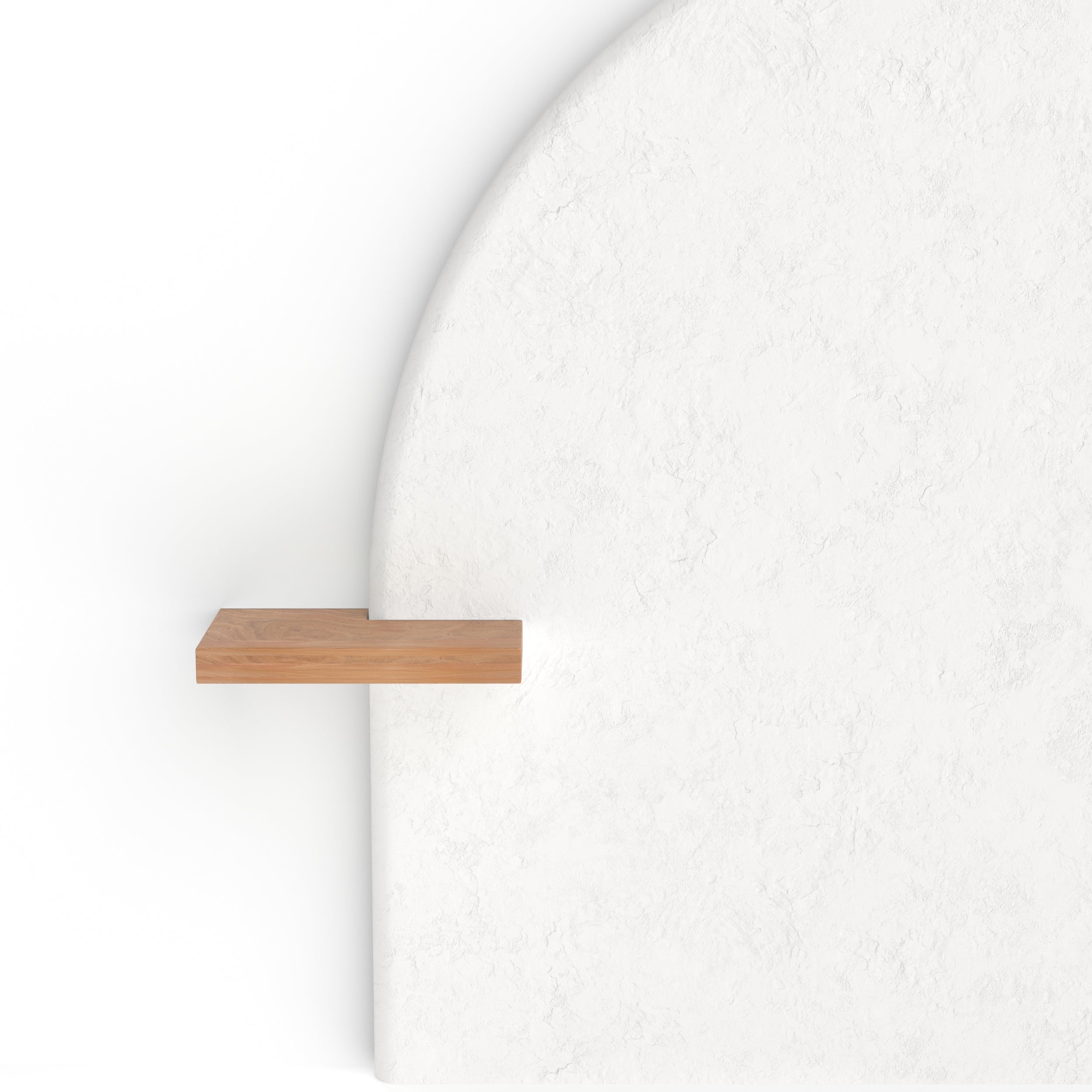 Fira - Tête De Lit En Plâtre Blanc Cassé Et Bois D'Acacia