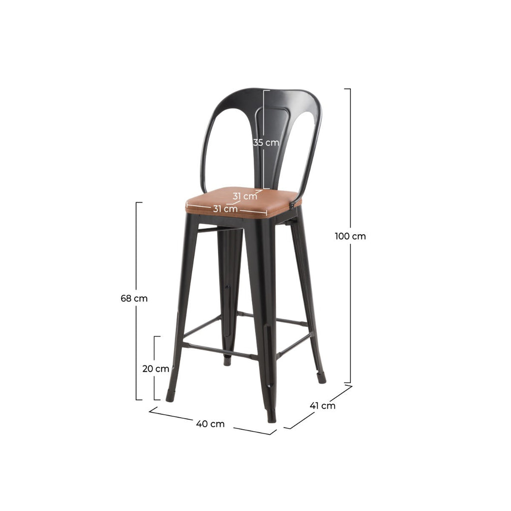 Charly - Set of 2 Black and Brown Central Island Chairs