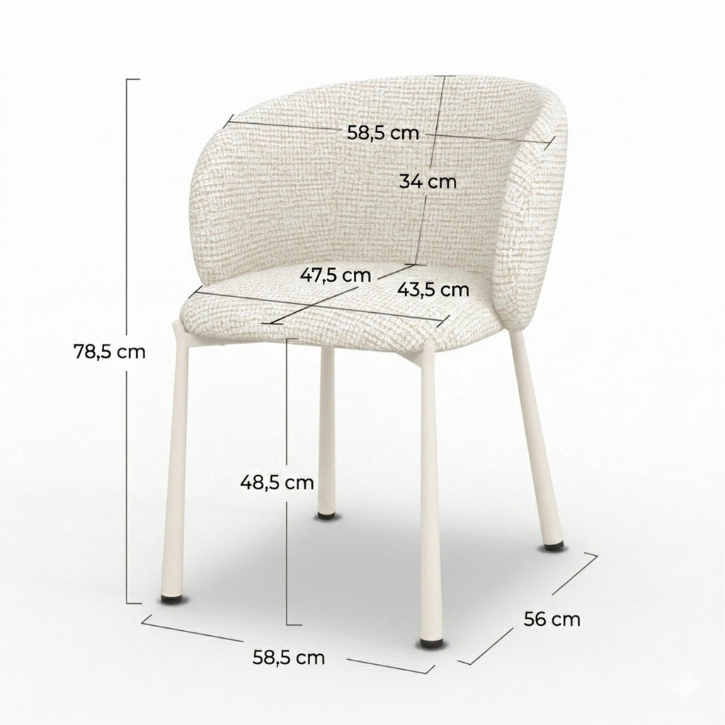 Danaë - Silla de tela texturizada color crudo jaspeado