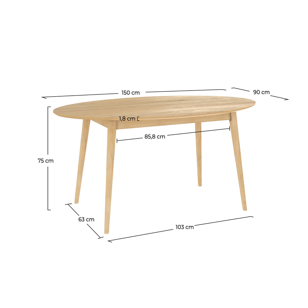Eddy - Table Ovale 6 Personnes En Bois Clair