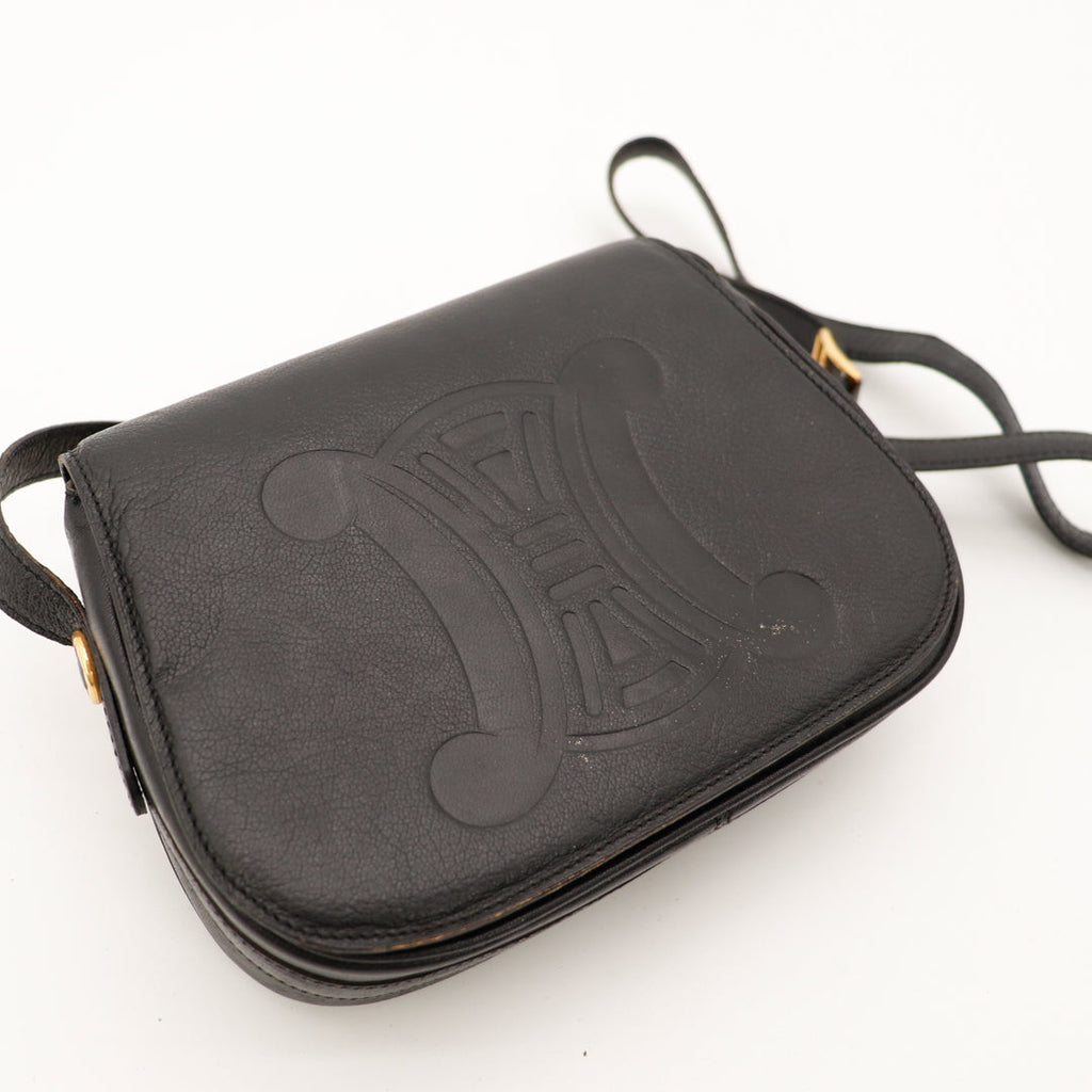 La Sacoche Triomphe Cuir Noir Céline