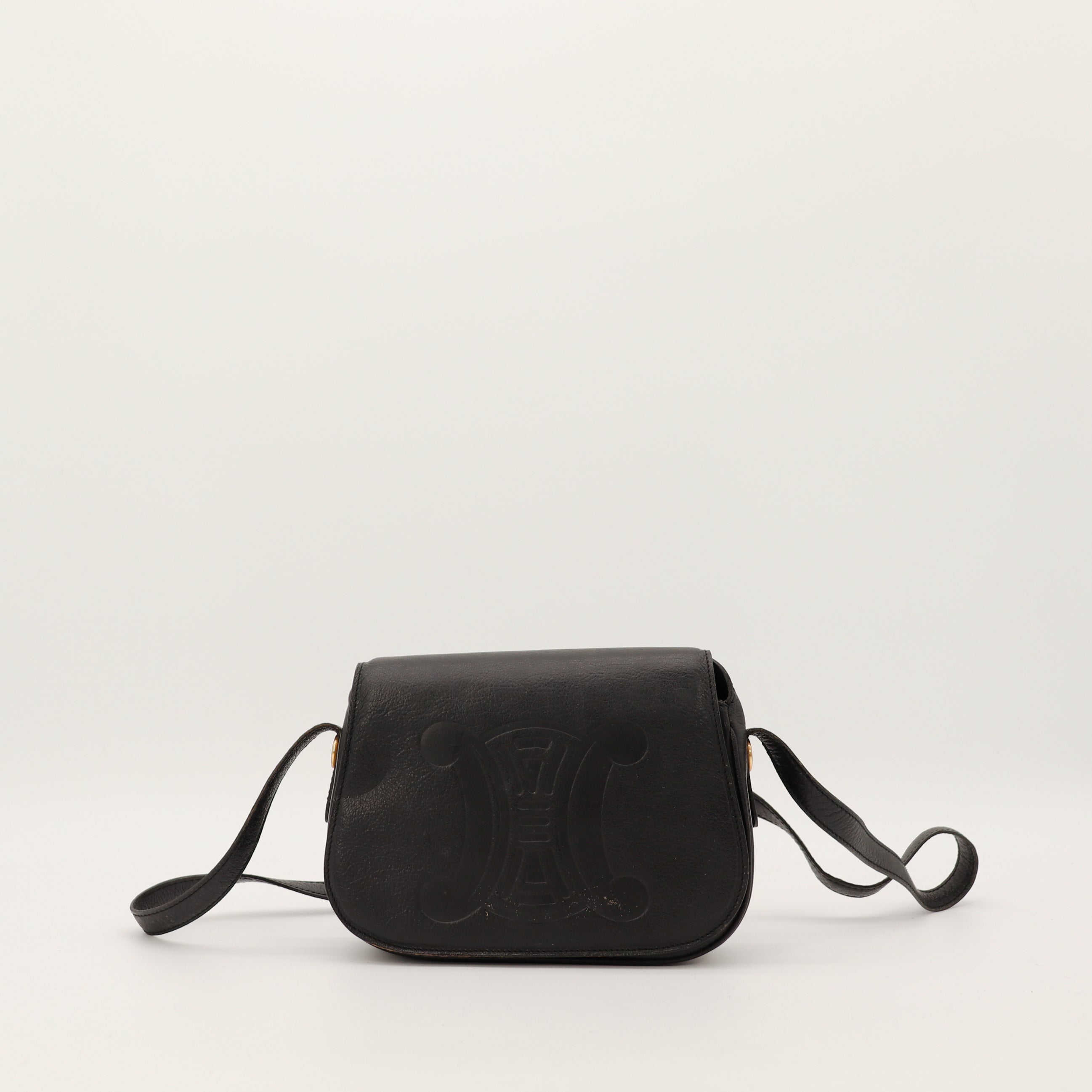 La Sacoche Triomphe Cuir Noir Céline