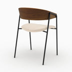 Esmée - Set of 2 Chairs in Off-White Velvet and Walnut Wood