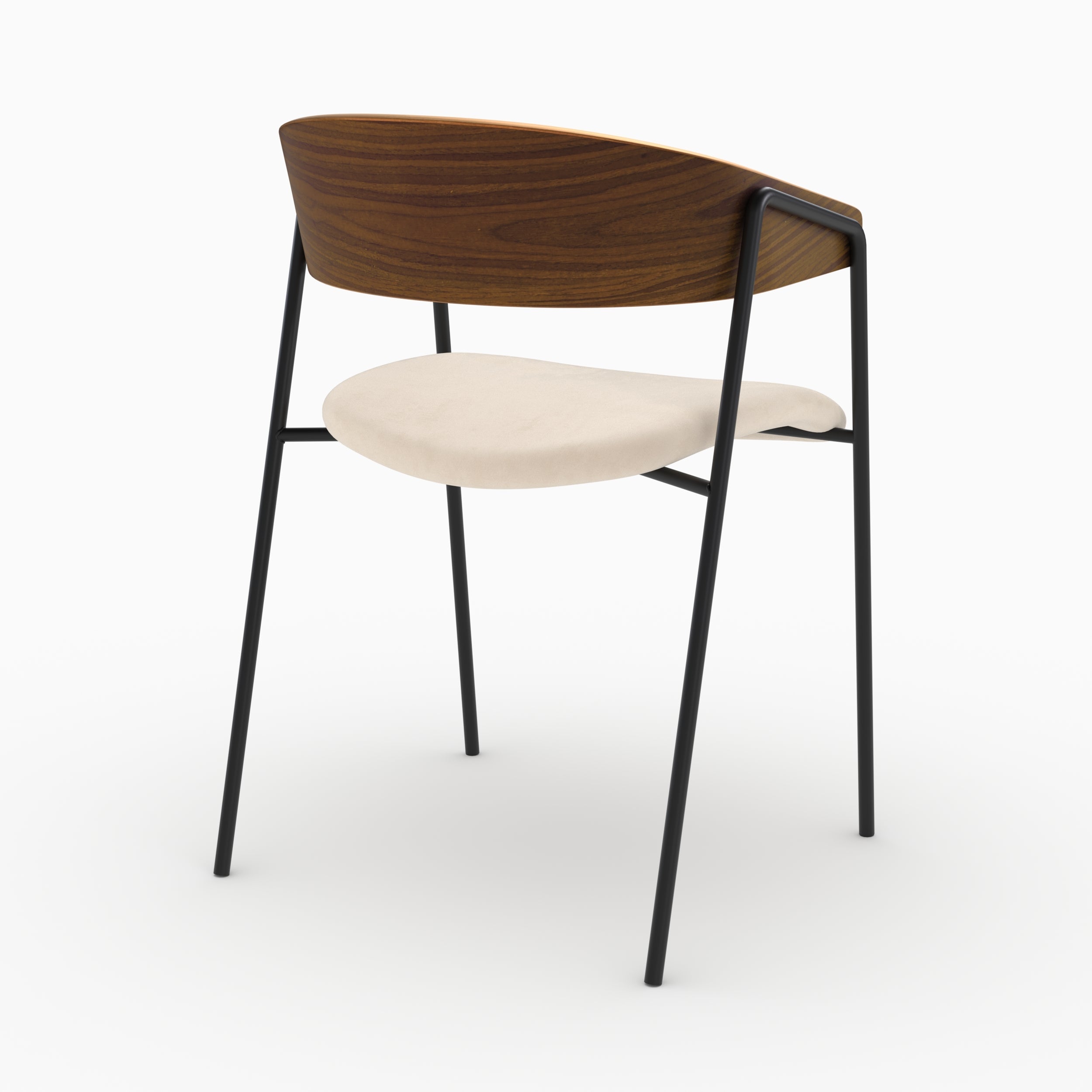 Esmée - Set of 2 Chairs in Off-White Velvet and Walnut Wood
