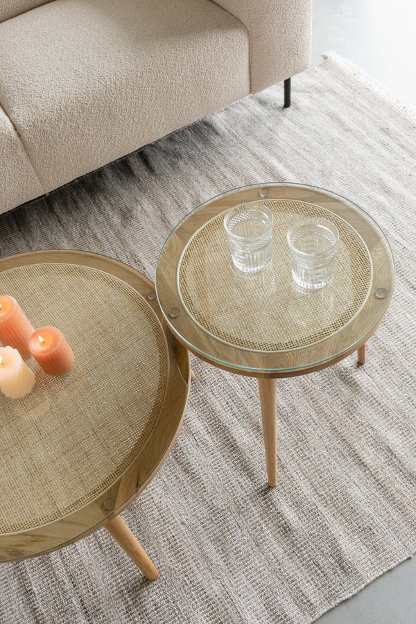 Haru Ronde - Mesa de centro - Vidrio - Beige