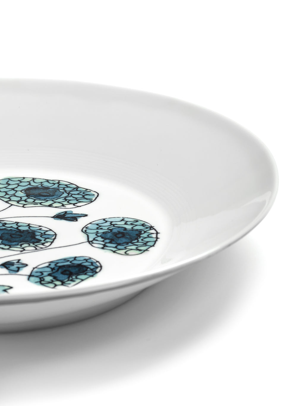 Midnight Flowers - Set Di 2 Piatti Fondi - S - Porcellana Bone China - Anemone Vaniglia