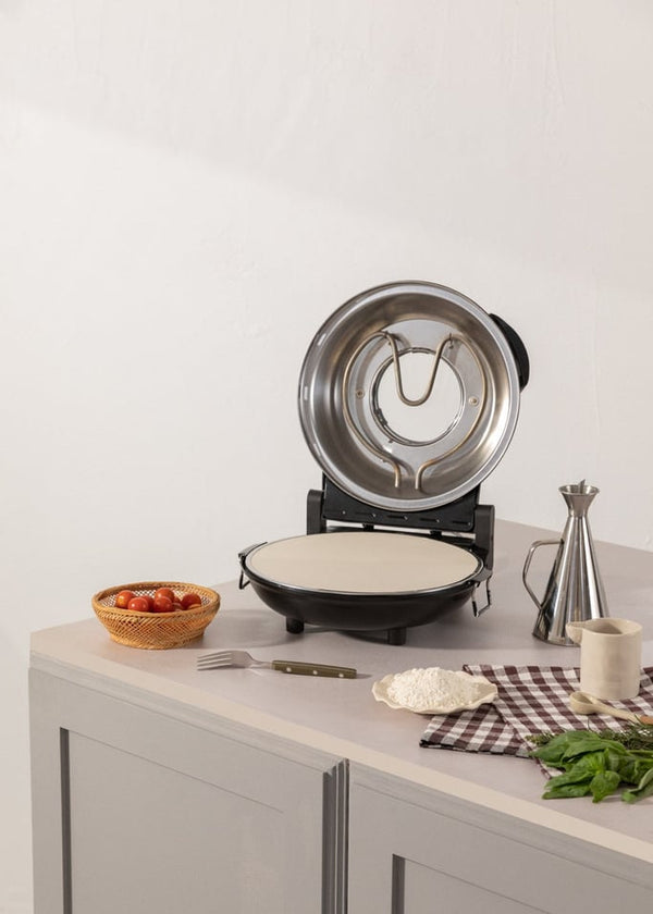 Pizza Maker - Horno de pizza eléctrico con piedra refractaria - Negro