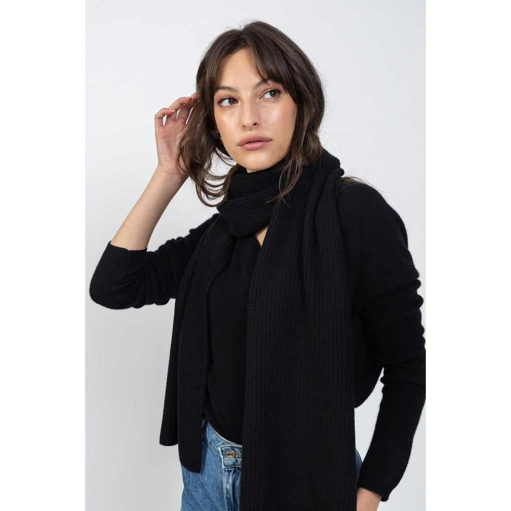 Echarpe Apolline Noir, CÃ´te Anglaise, 100% Cachemire, 4 Fils - Accessoire