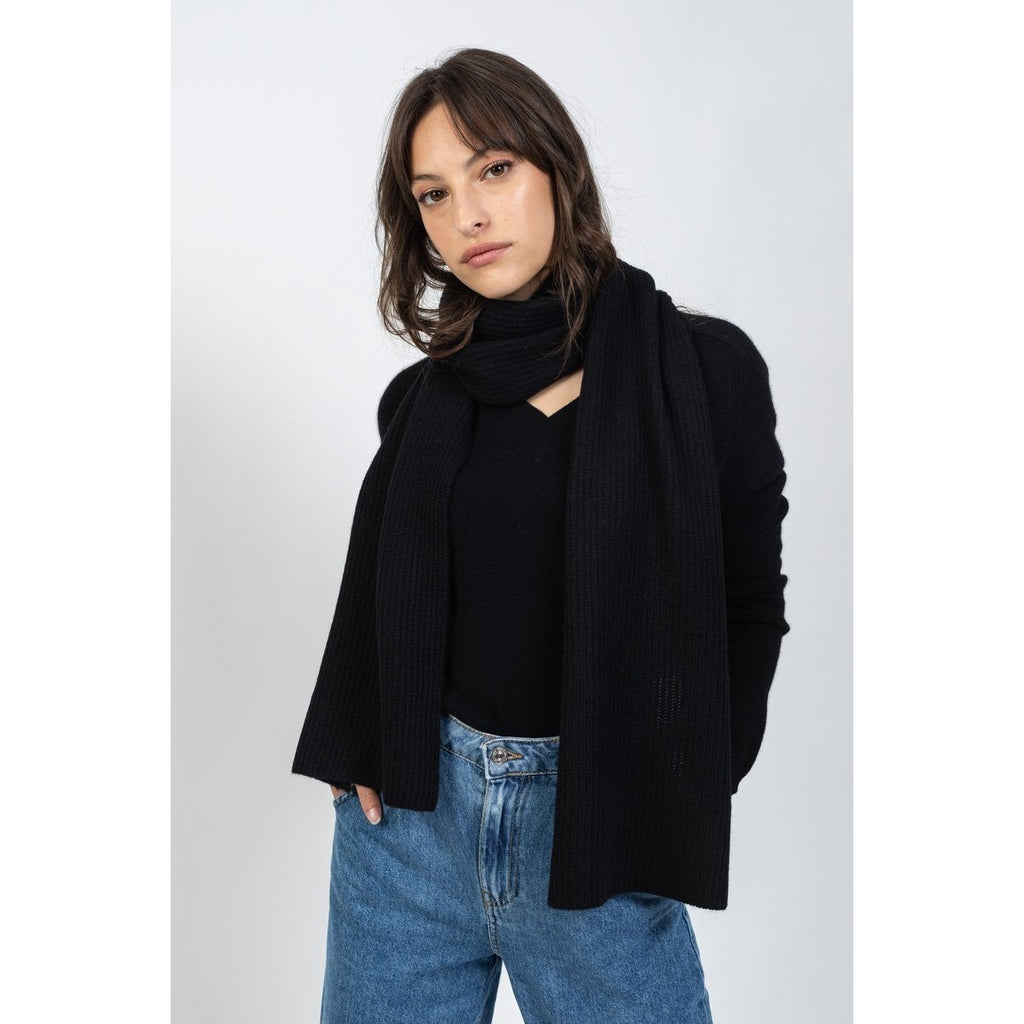 Echarpe Apolline Noir, CÃ´te Anglaise, 100% Cachemire, 4 Fils - Accessoire