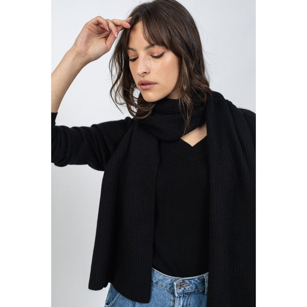 Echarpe Apolline Noir, CÃ´te Anglaise, 100% Cachemire, 4 Fils - Accessoire