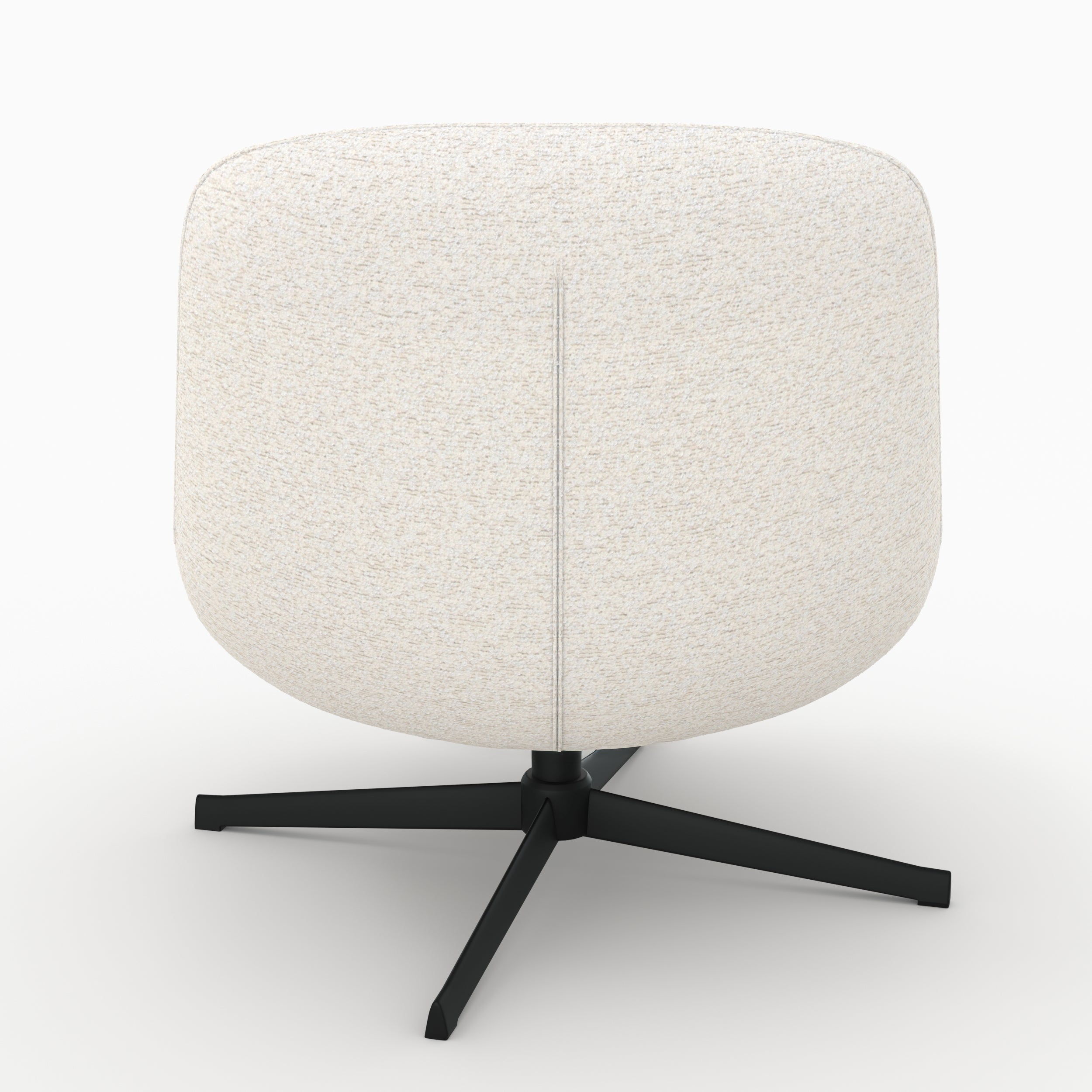Elvis - Sillón giratorio de tela bouclé blanco roto