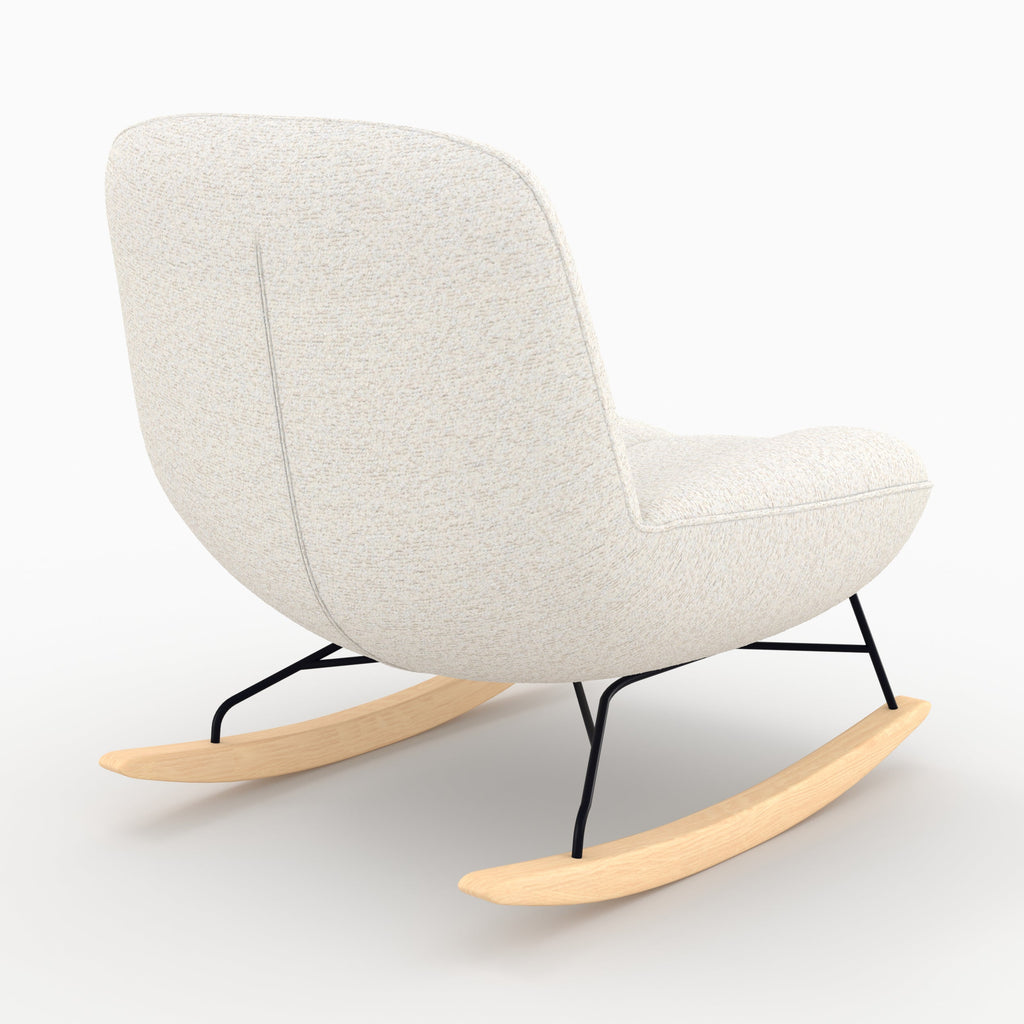 Alvin - Rocking Chair En Tissu Bouclette Blanc Cassé