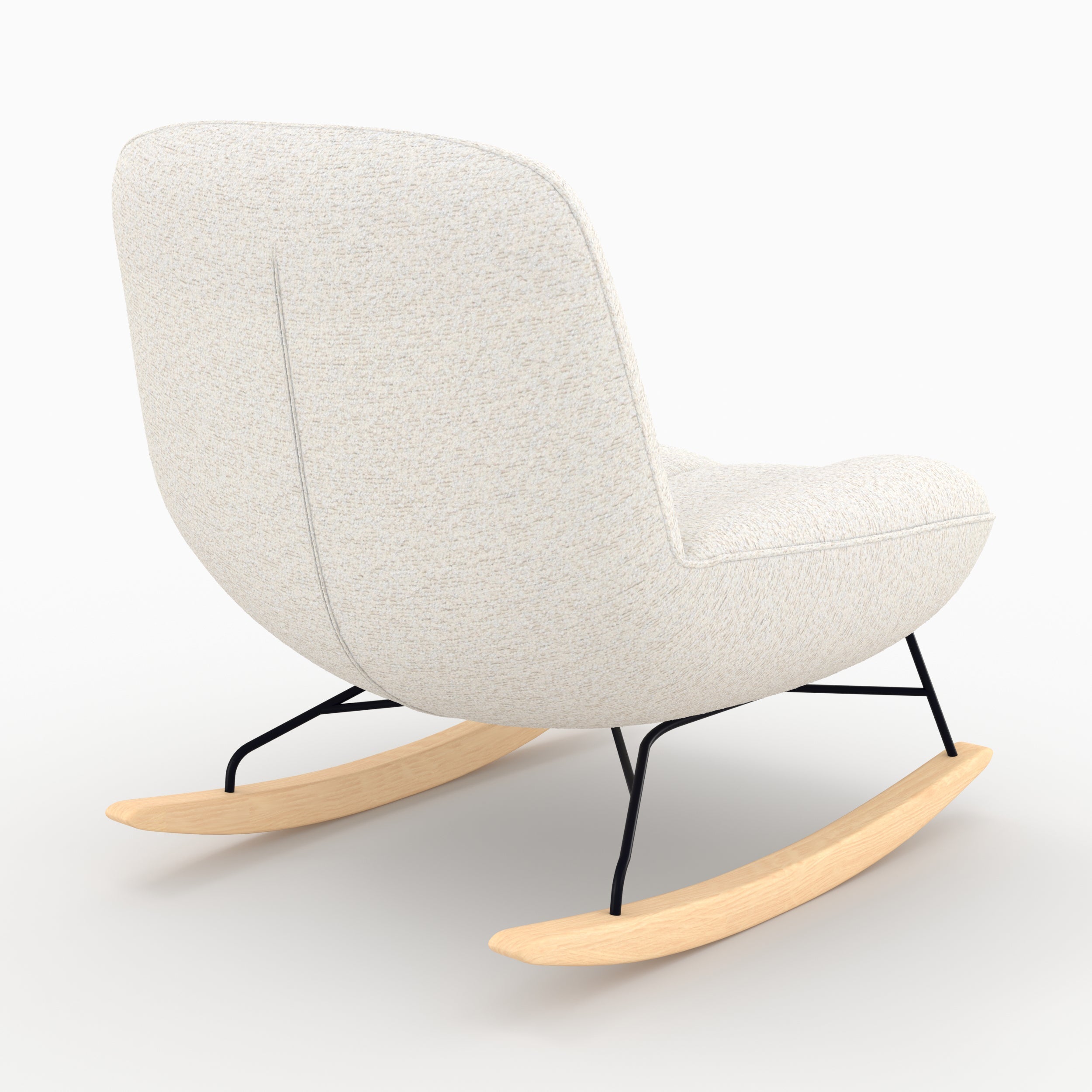 Alvin - Rocking Chair En Tissu Bouclette Blanc Cassé