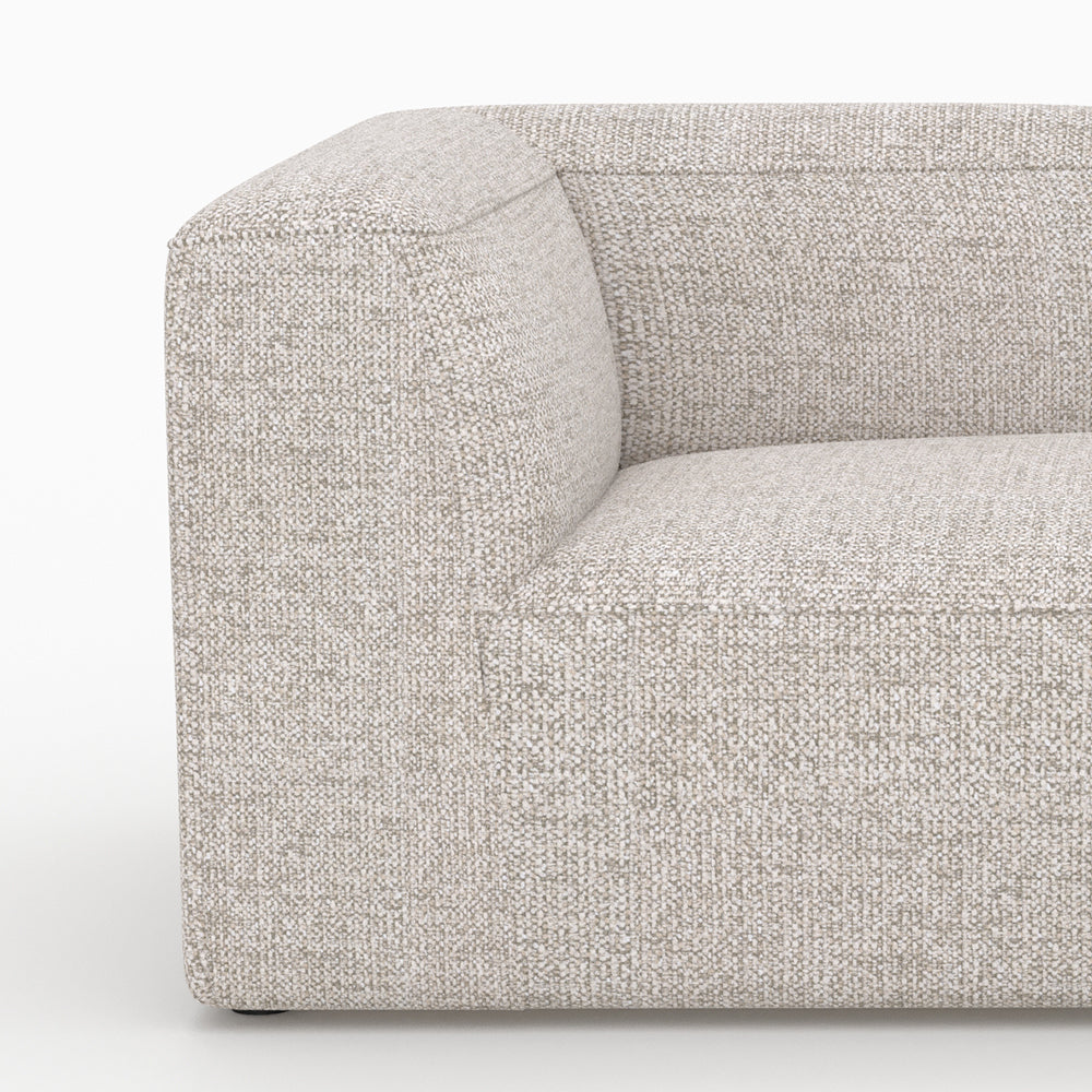 Hestia - Canapé D'Angle Droit Modulable, Tissu Beige 4 Places, 2 Poufs
