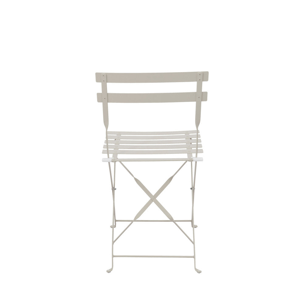 Marseille - Conjunto de mesa de jardín redonda plegable estilo bistró y 2 sillas - Metal - Beige