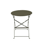 Marseille - Conjunto de mesa de jardín redonda plegable bistró y 2 sillas - Metal - Verde caqui