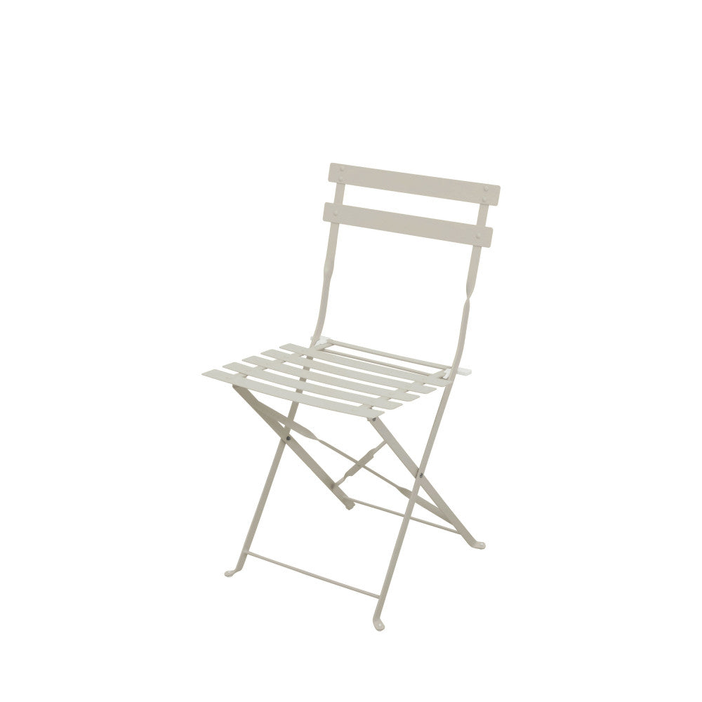 Marseille - Conjunto de mesa de jardín redonda plegable estilo bistró y 2 sillas - Metal - Beige