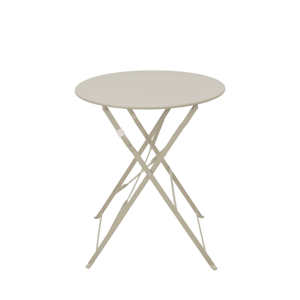 Marseille - Conjunto de mesa de jardín redonda plegable estilo bistró y 2 sillas - Metal - Beige