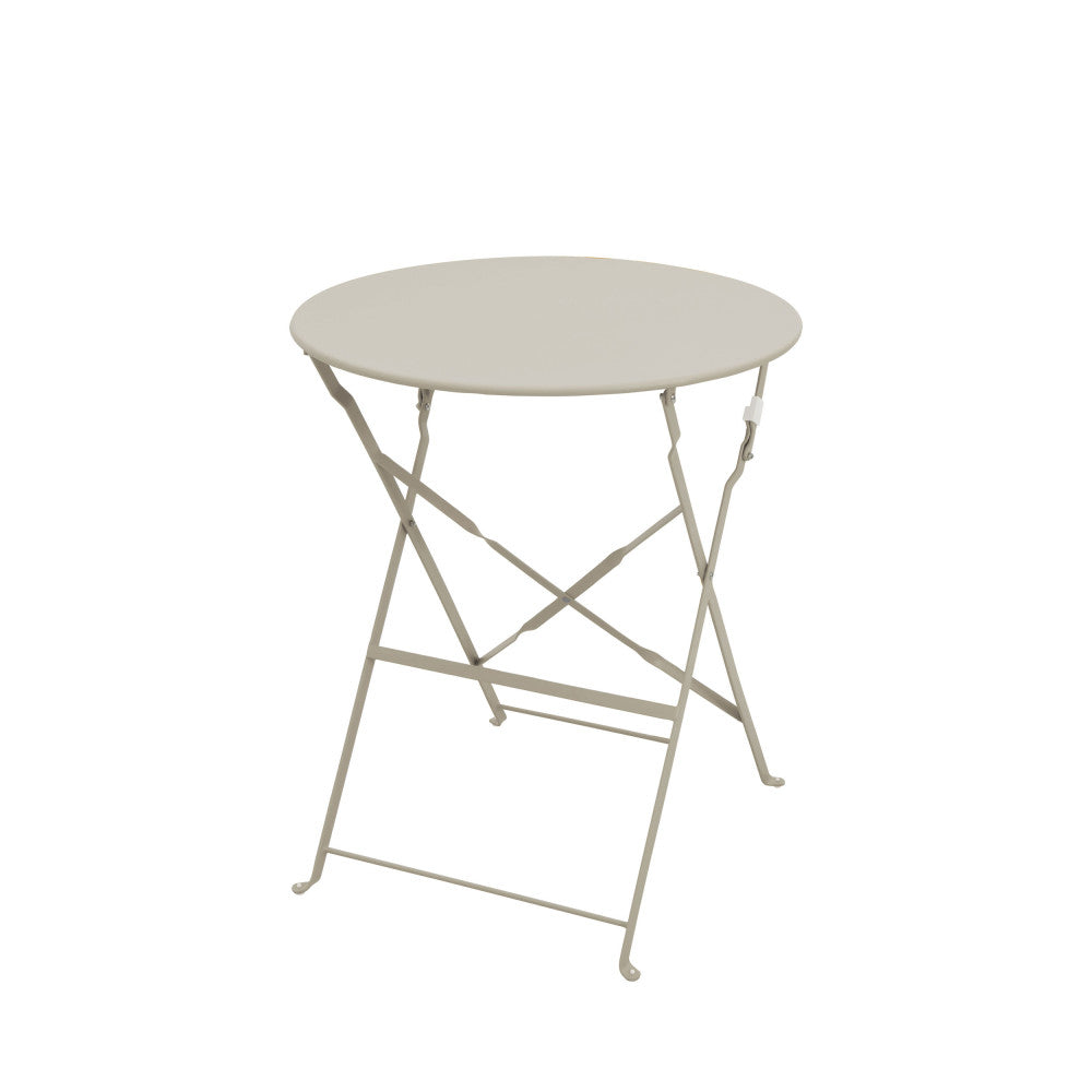 Marseille - Conjunto de mesa de jardín redonda plegable estilo bistró y 2 sillas - Metal - Beige
