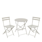 Marseille - Conjunto de mesa de jardín redonda plegable estilo bistró y 2 sillas - Metal - Beige