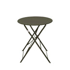 Marseille - Conjunto de mesa de jardín redonda plegable bistró y 2 sillas - Metal - Verde caqui