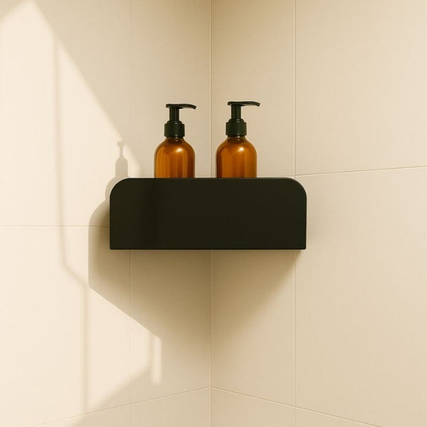 L'Apaisant - Étagère D'Angle De Douche - Acier - Noir Mat Fine Texture