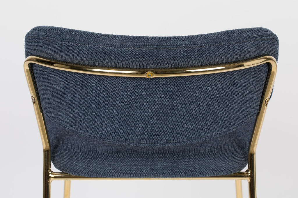 Jolien - Tabouret De Bar & De Comptoir - Tissu - Doré/Bleu Foncé