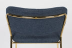 Jolien - Tabouret De Bar & De Comptoir - Tissu - Doré/Bleu Foncé