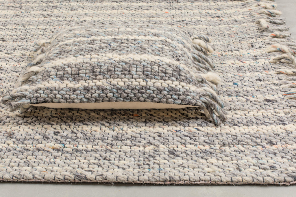 Frills - Rectangular Rug - Wool - Grey/Blue