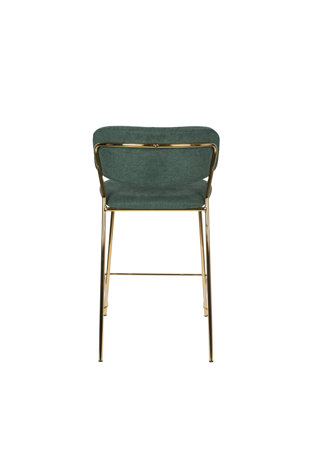 Jolien - Juego de 2 taburetes de bar y mostrador - Tela - Dorado/Verde oscuro