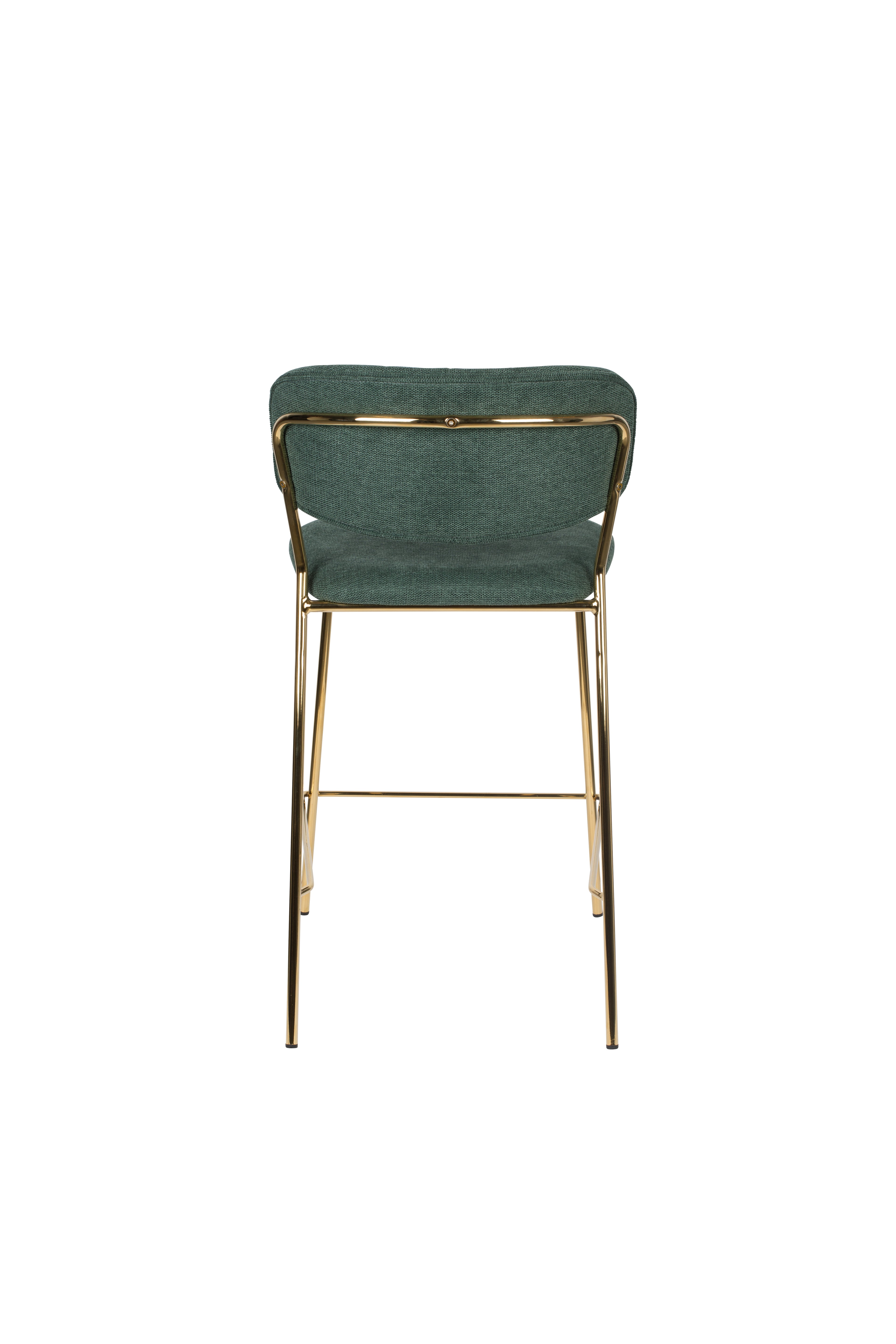 Jolien - Juego de 2 taburetes de bar y mostrador - Tela - Dorado/Verde oscuro