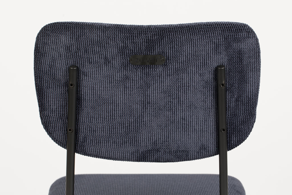 Benson 64,5 cm - Juego de 2 taburetes de bar y mostrador - Tela - Azul oscuro
