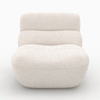 Teddy - Conjunto de Sillón y Puf de Tejido Bouclé Blanco