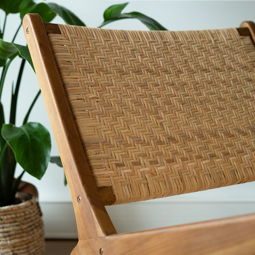 Kilka - Sillón De Madera De Teca Y Tejido De Ratán Chevron