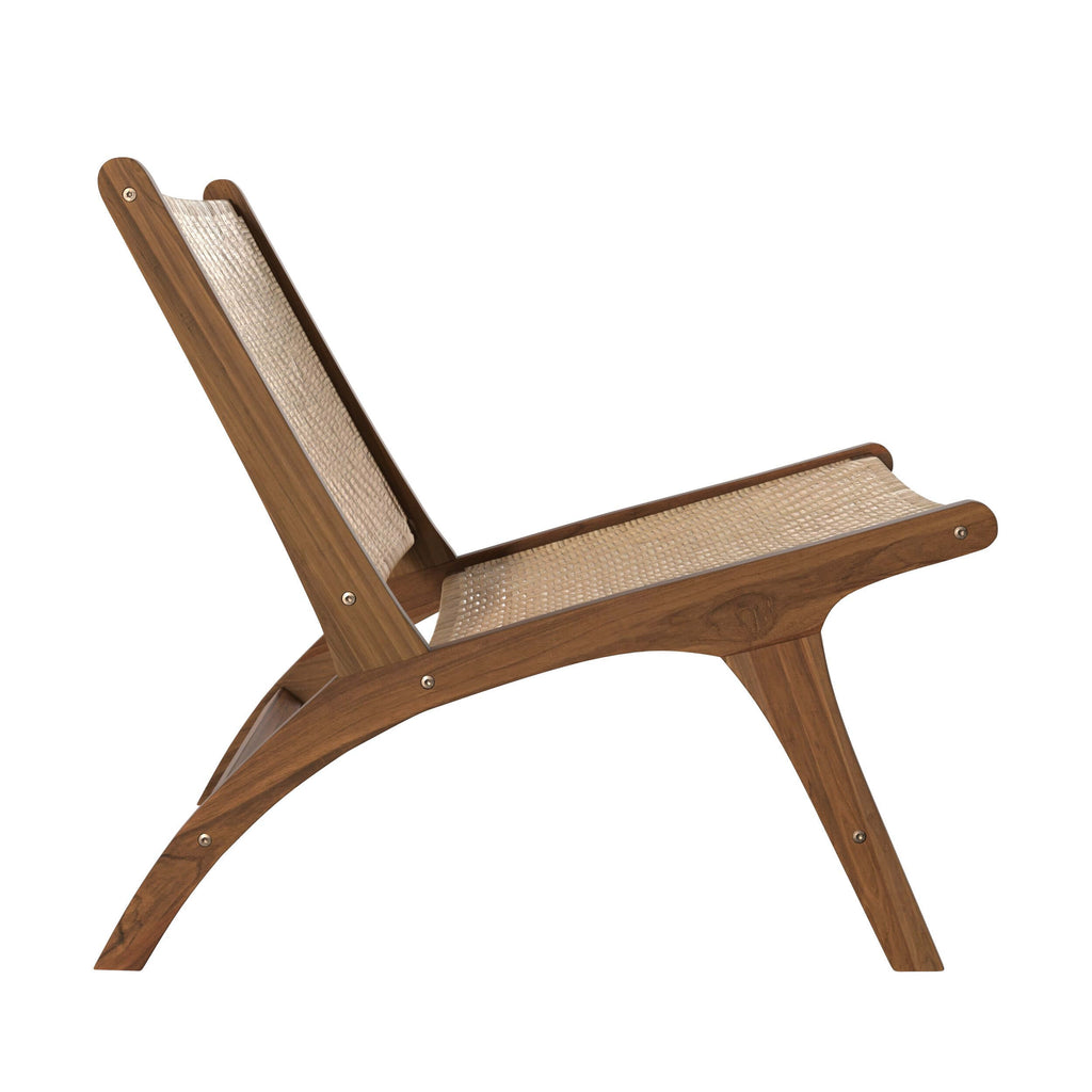 Kilka - Sillón De Madera De Teca Y Tejido De Ratán Chevron