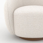 Naya - Swivel Armchair in White Bouclé Fabric