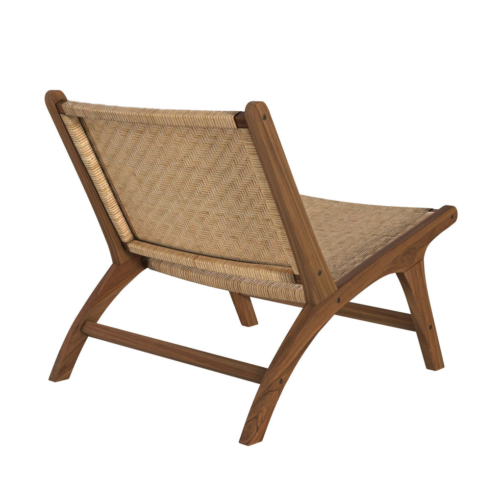 Kilka - Sillón De Madera De Teca Y Tejido De Ratán Chevron